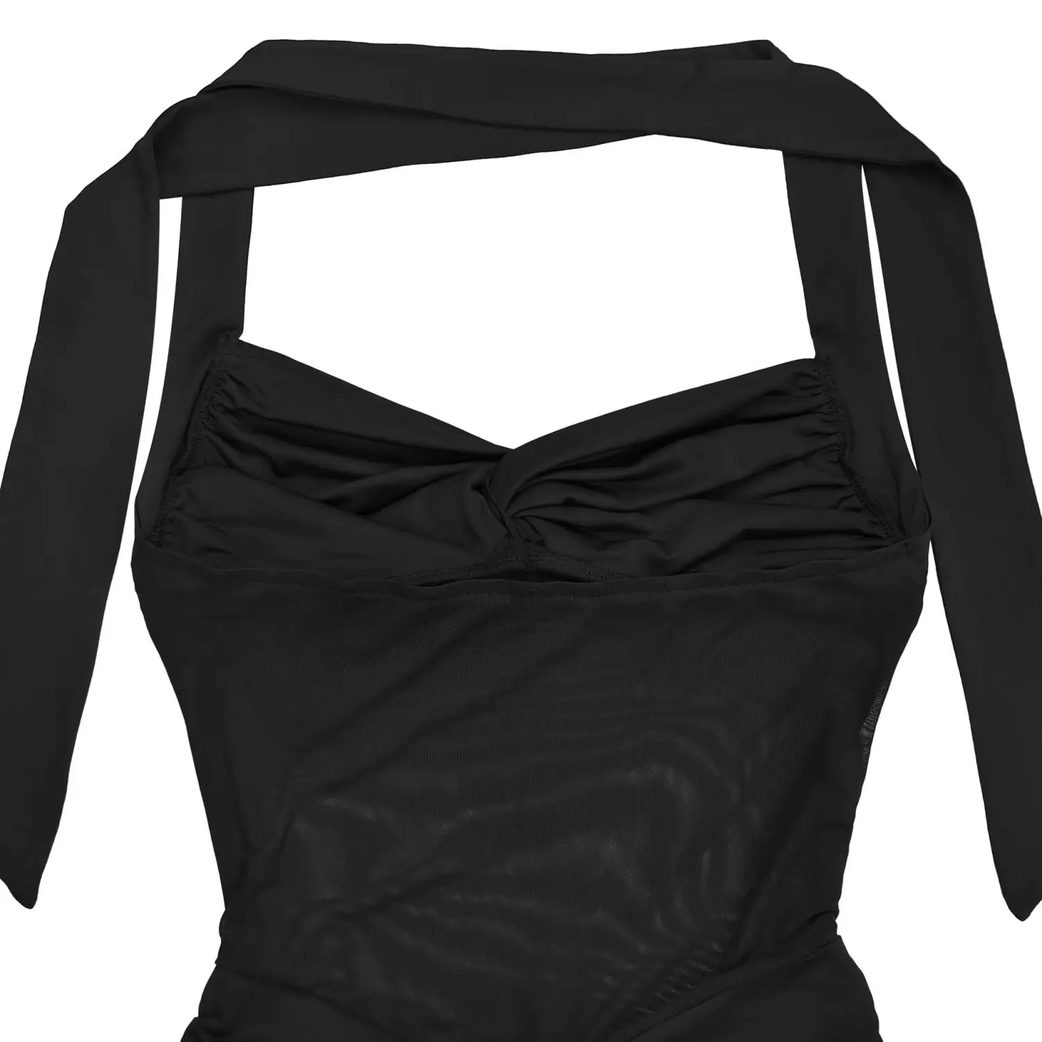 Fashion women’s sexy sheer mesh halter tie-back dress