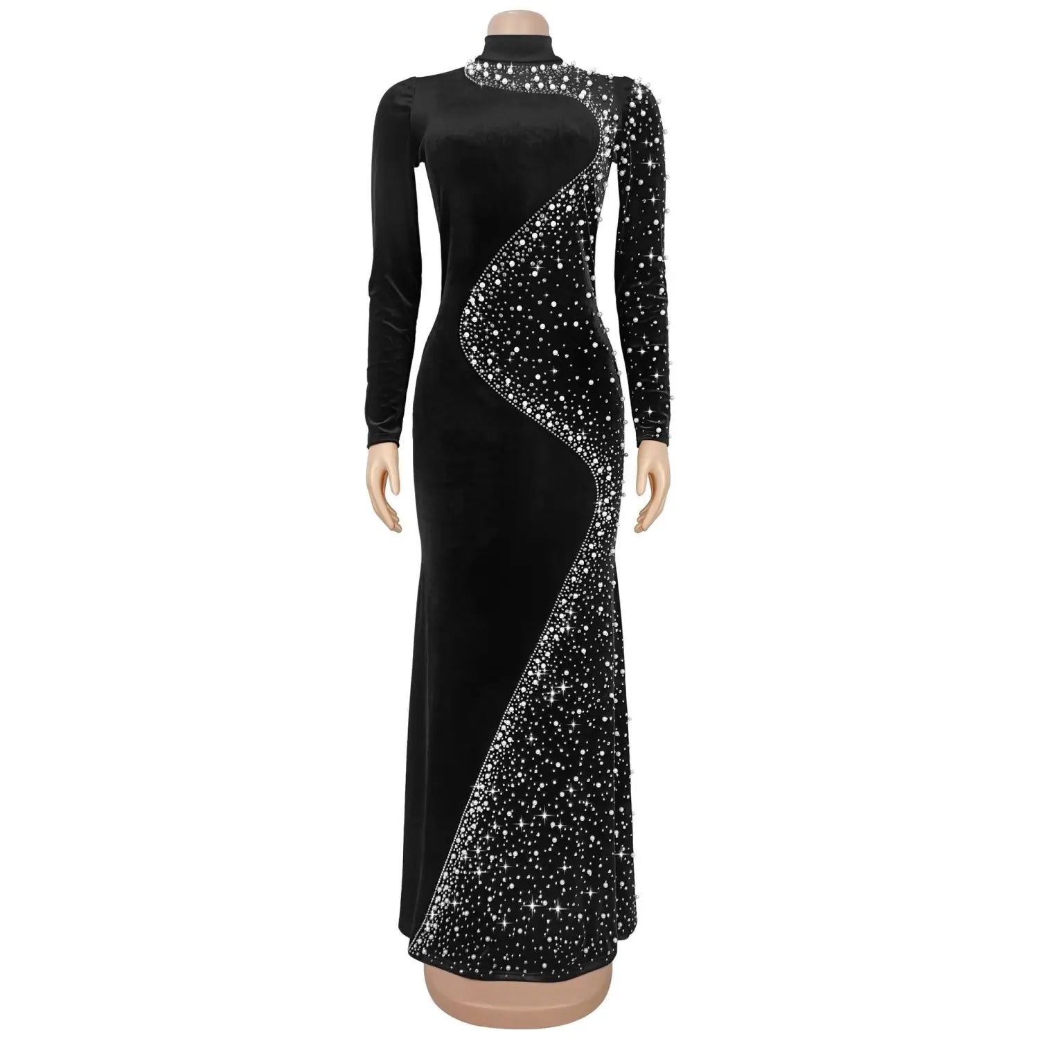Elegant Velvet Embellished Dress for Women Fashionable  Chic Cocktail Dress