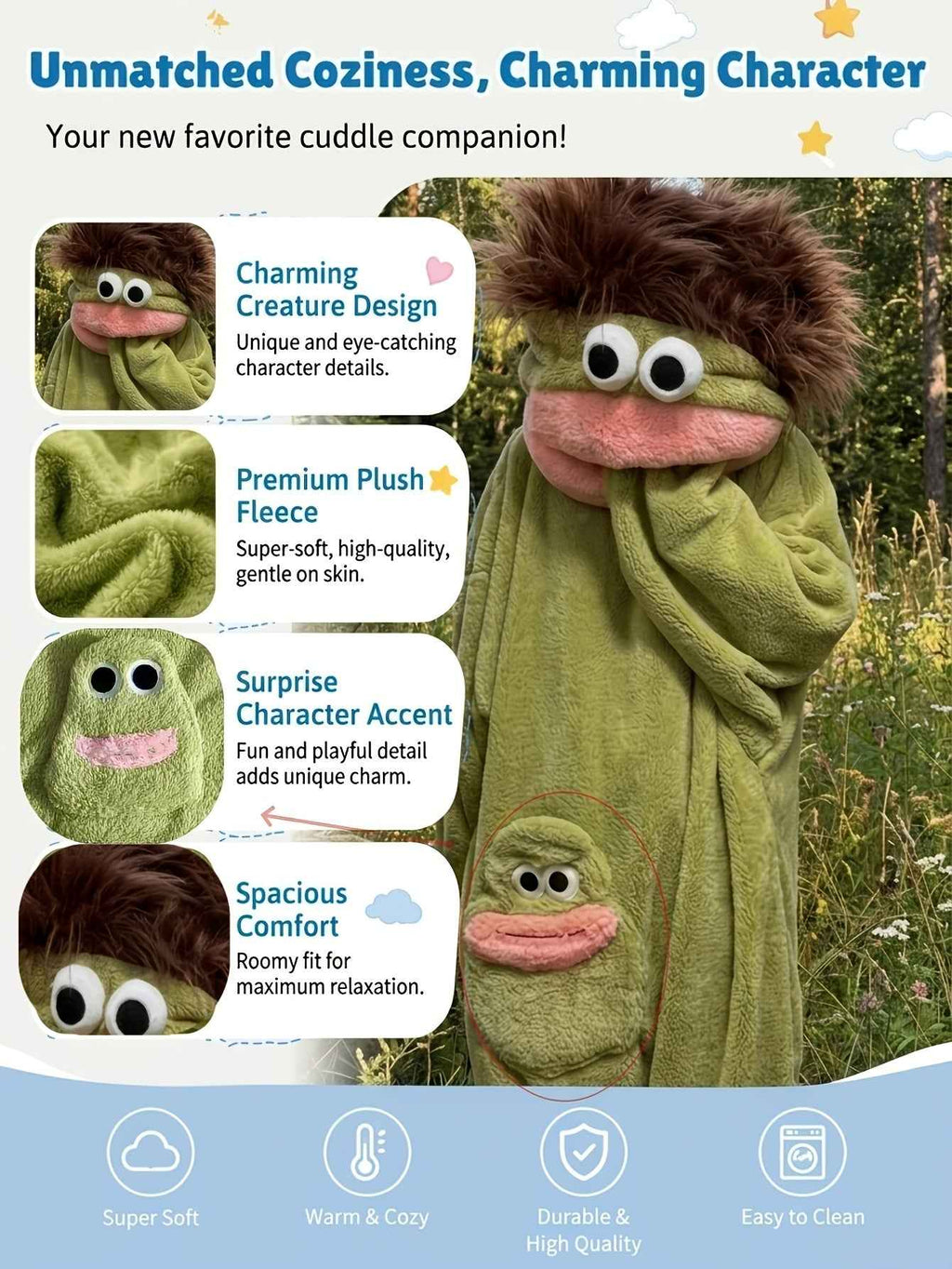 Big Mouth Monster Coral Fleece Cozy Onesie