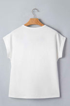 White Floral Patchwork Short Sleeve Viscose Blend Blouse