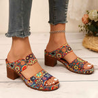 Geometric Pattern Casual High Heel Sandals for Women