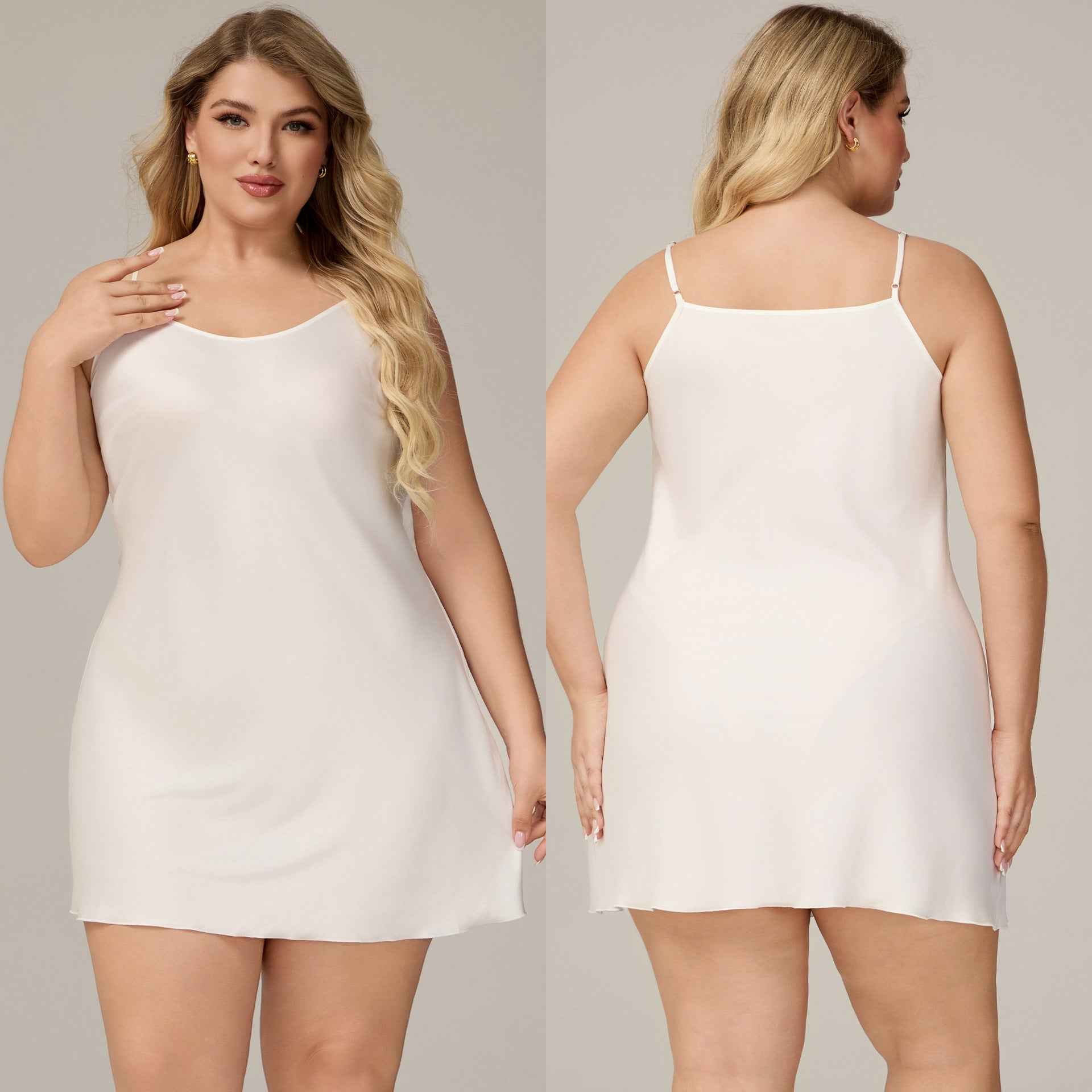 Elegant Satin Chiffon Sleepwear for Women, Summer Strap Sexy Nightdress, Simple Home Wear