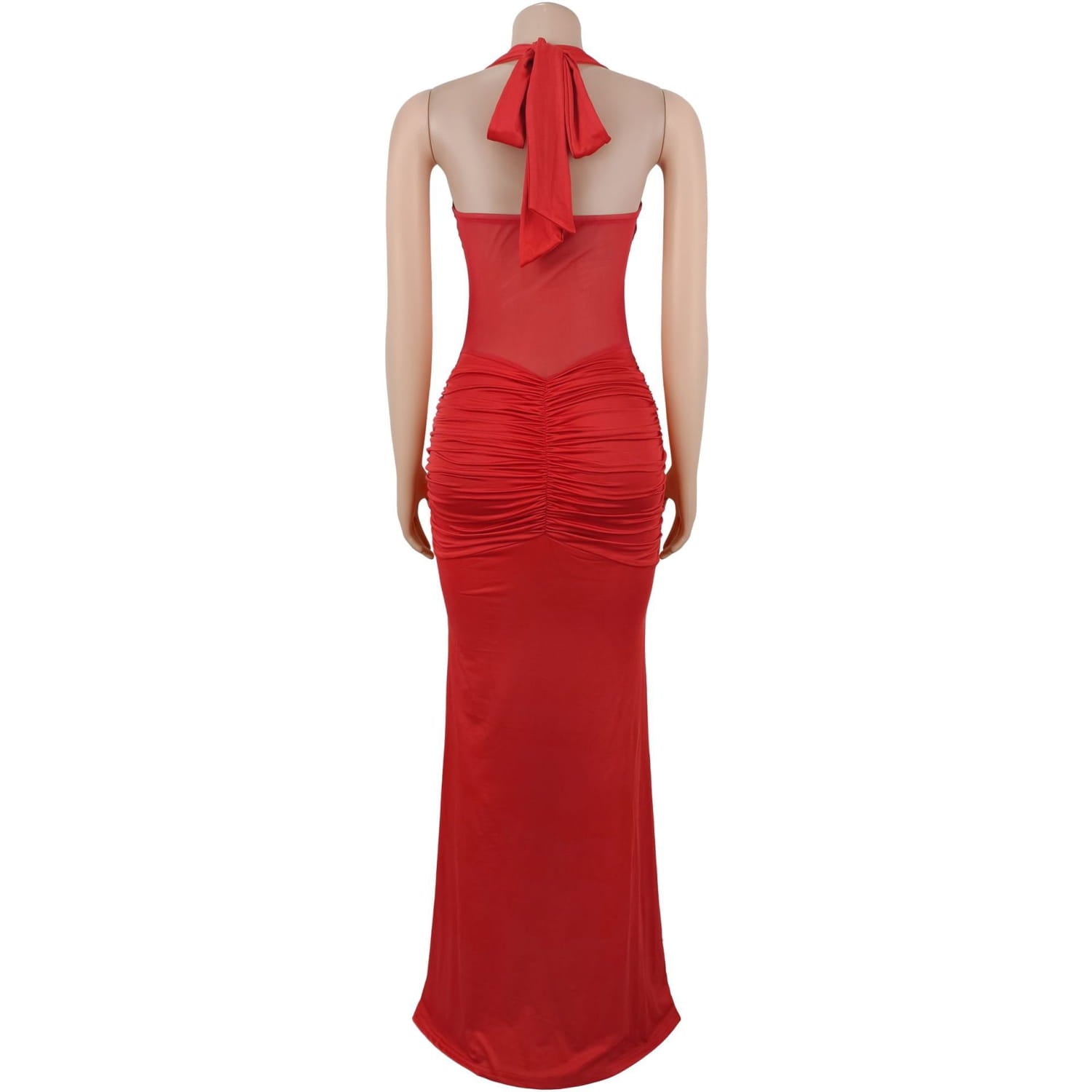 Fashion women’s sexy sheer mesh halter tie-back dress