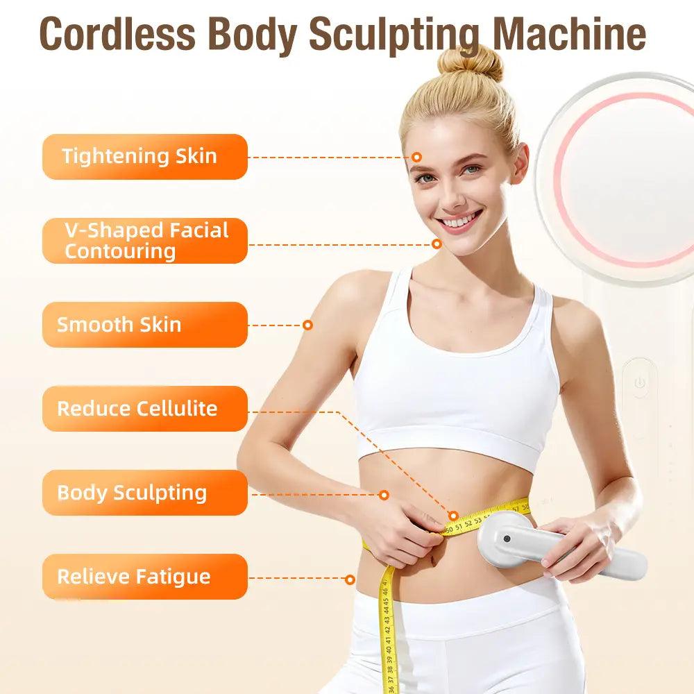 Ems body sculpting device with 5 modes rechargeable far infrared & ultrasonic fat burning slimming beauty instrument