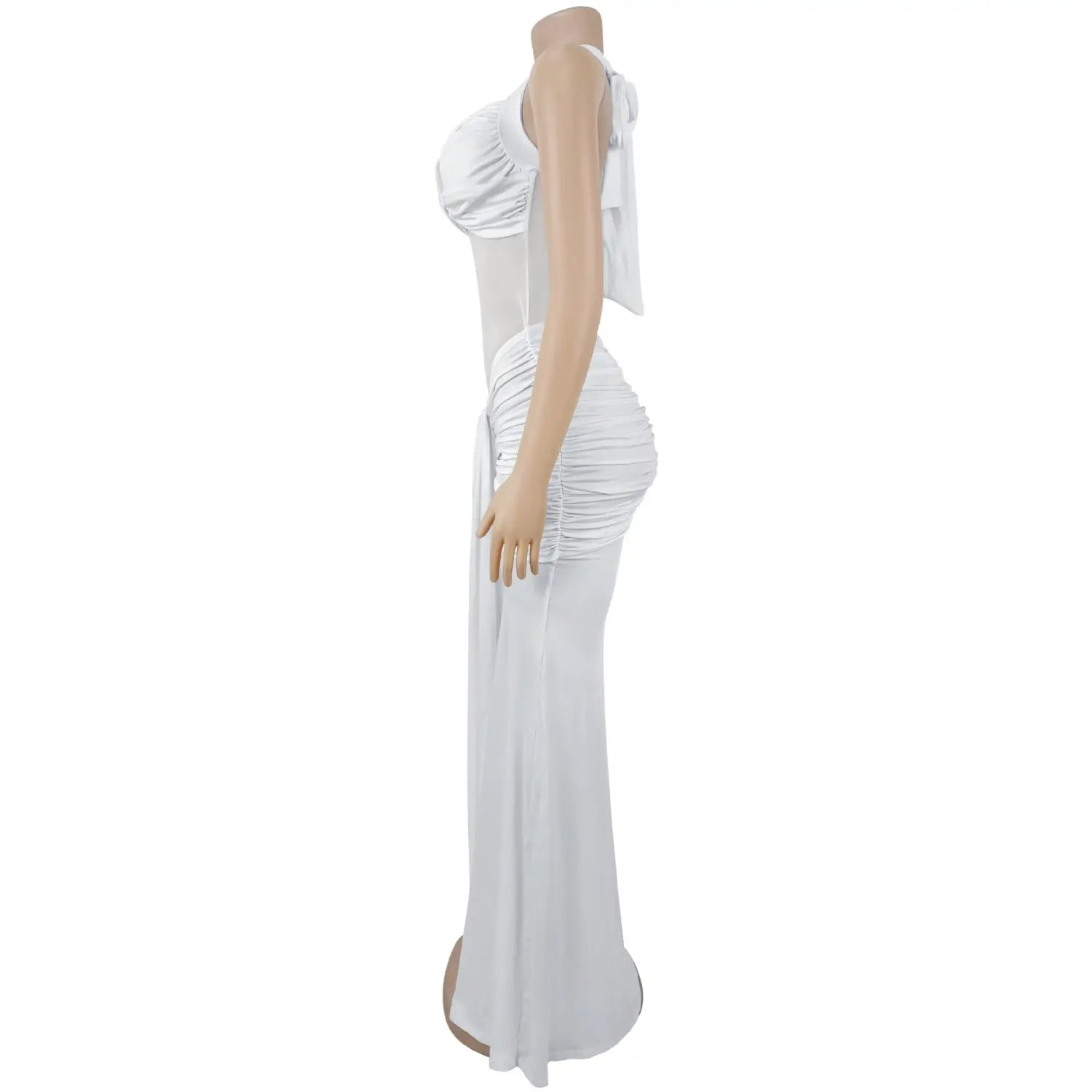 Fashion women’s sexy sheer mesh halter tie-back dress
