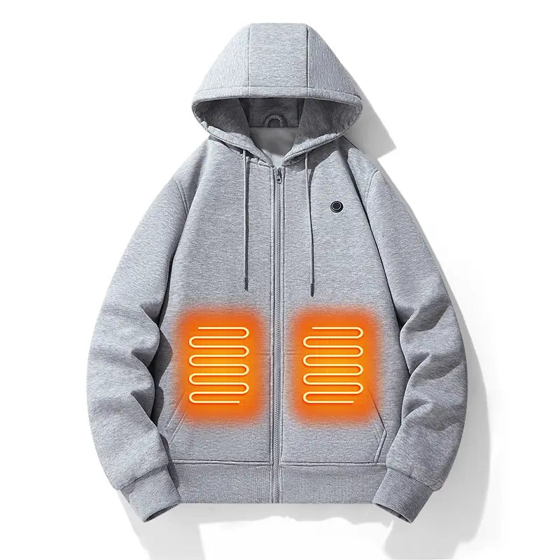 European and american zipper cardigan heating hoodie intelligent hooded five zone heating jacket outdoor warm electric