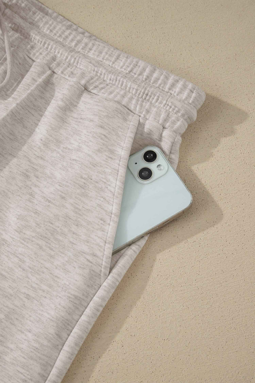 Light Grey Plus Size V Neck Polo Tee Drawstring Loose Pants 2pcs Set