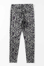 Grey Leopard Print Casual High Waist Leggings