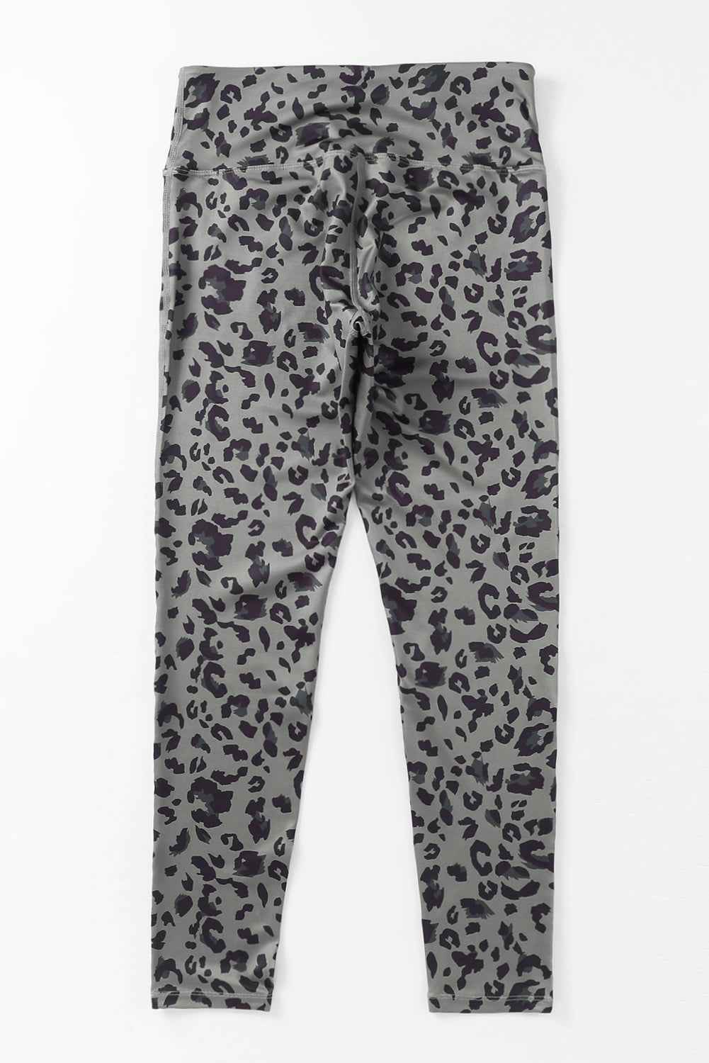 Grey Leopard Print Casual High Waist Leggings
