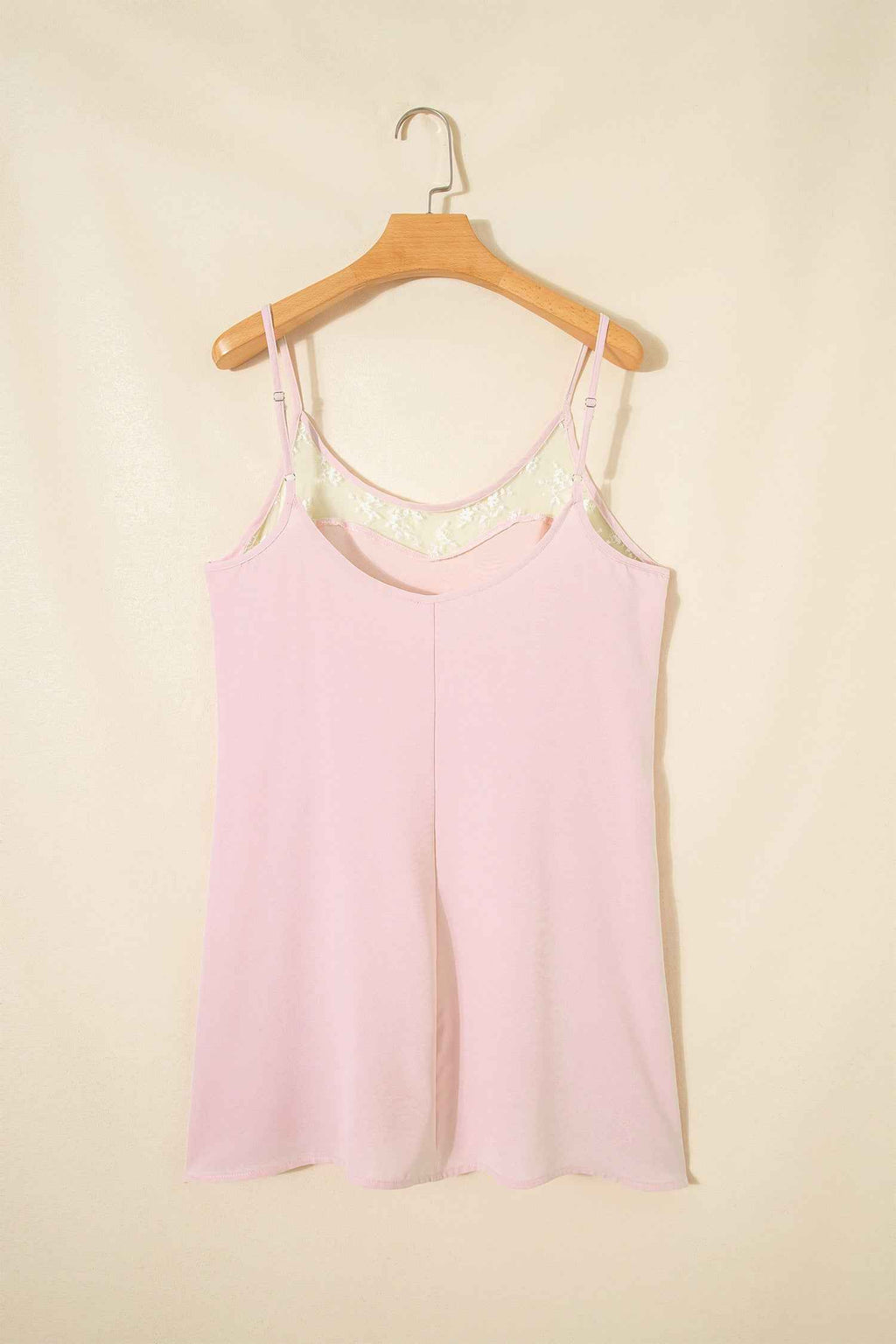 Light Pink Sheer Lace Patchwork Camisole Nightgown Dress