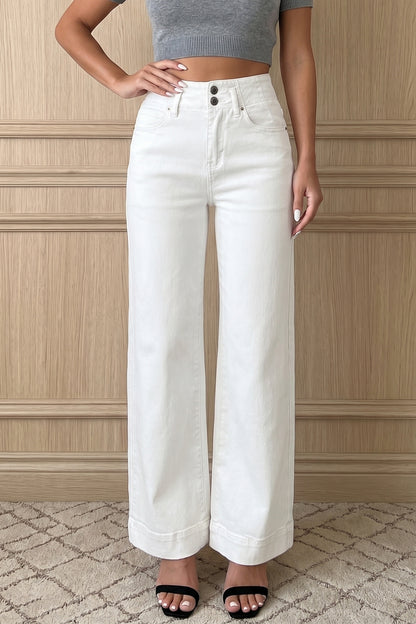 Bonbon 2-Button High Waist Wide Leg Jeans