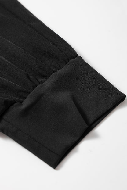 Black Elastic High Waist Pocketed Cargo Jogger Pants