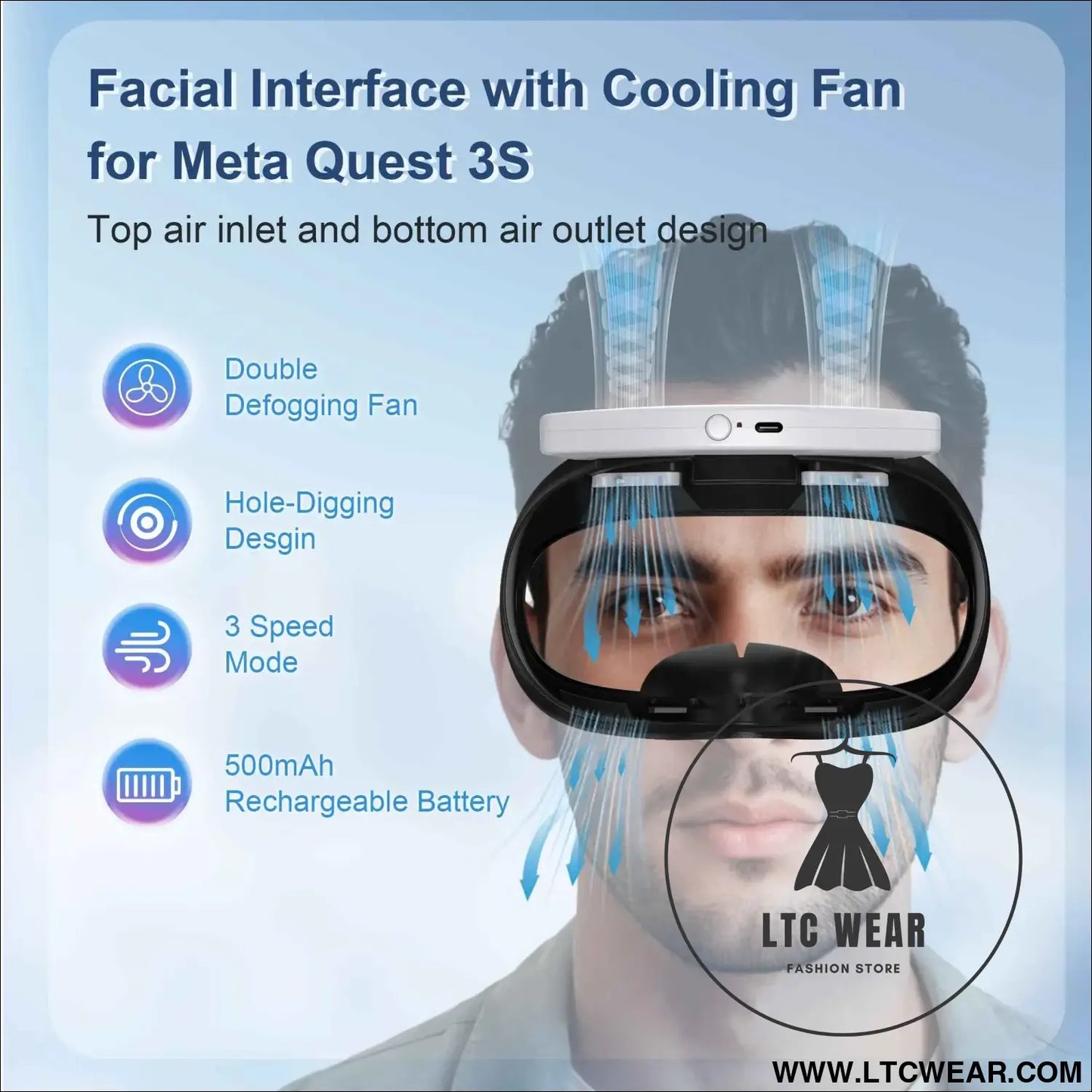 4-in-1 Cooling Face Mask Cover for Meta Quest 3S