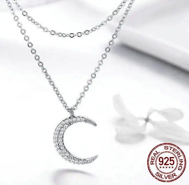 Starlight moon pure silver s925 plated necklace