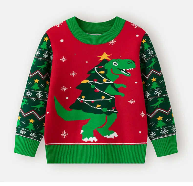 Christmas sweater baby cartoon dinosaur base pullover knit sweater