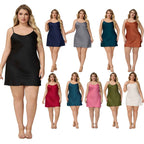 Elegant Satin Chiffon Sleepwear for Women, Summer Strap Sexy Nightdress, Simple Home Wear
