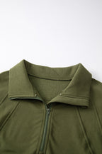 Phalaenopsis Zip Up Stand Collar Ribbed Thumbhole Sleeve Sweatshirt