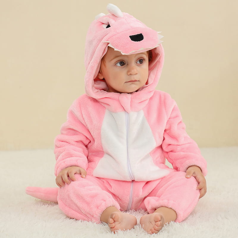 New children’s flannel crawling clothes baby jumpsuit baby pajamas cross-border dinosaur jumpsuit