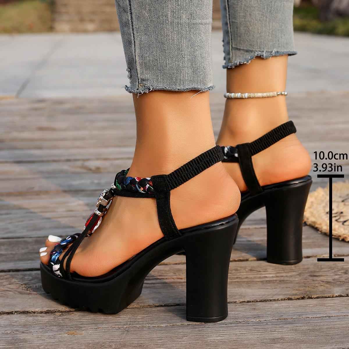 Bohemian Chic Summer Chunky Heel Fashion Sandals