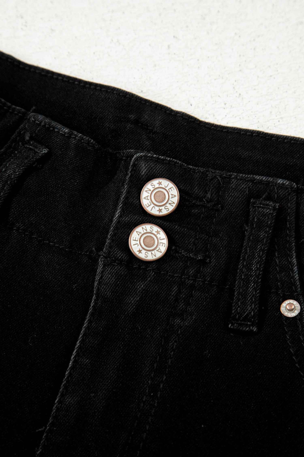 Black 2-Button High Waist Wide Leg Jeans