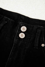 Black 2-Button High Waist Wide Leg Jeans