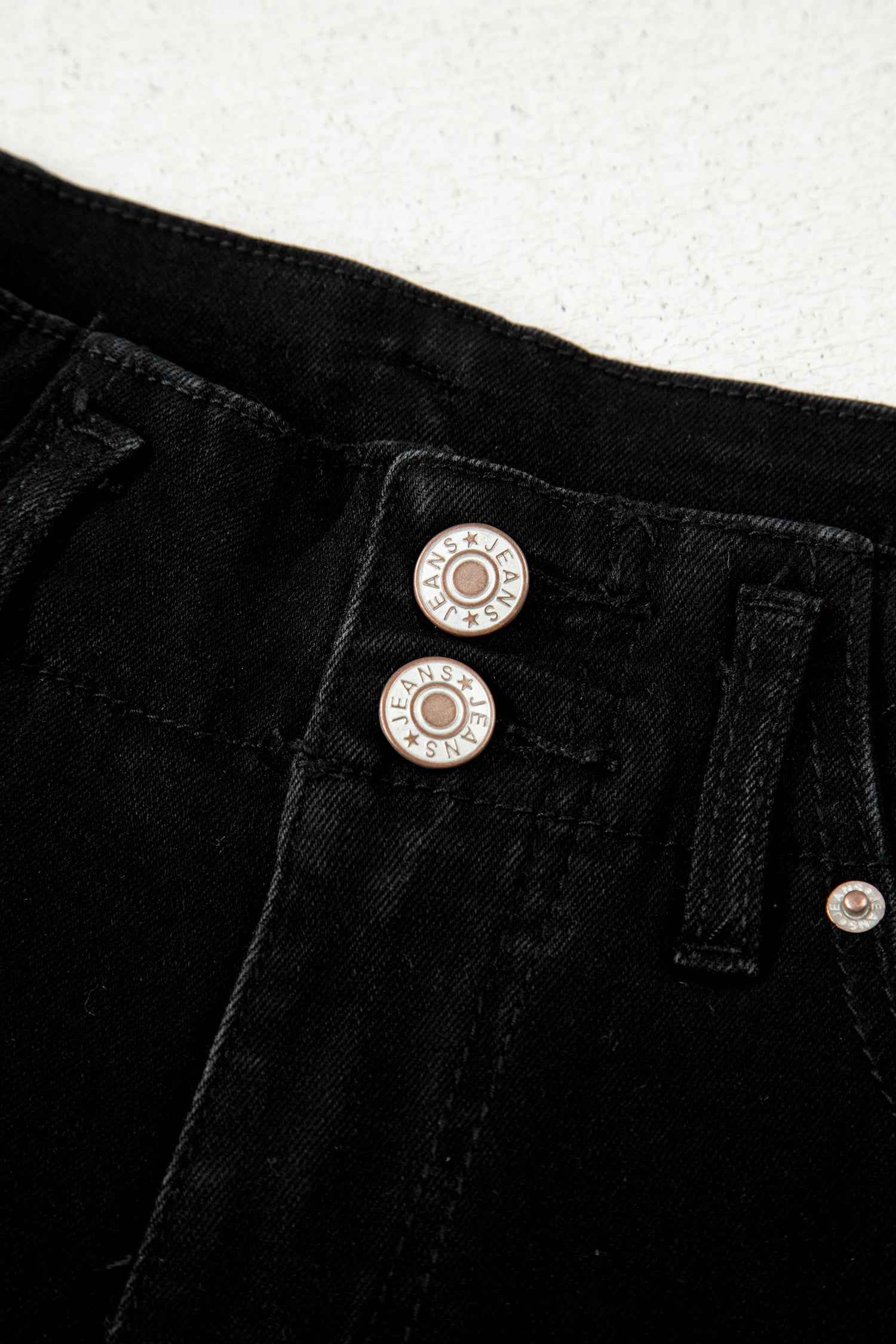 Black 2-Button High Waist Wide Leg Jeans