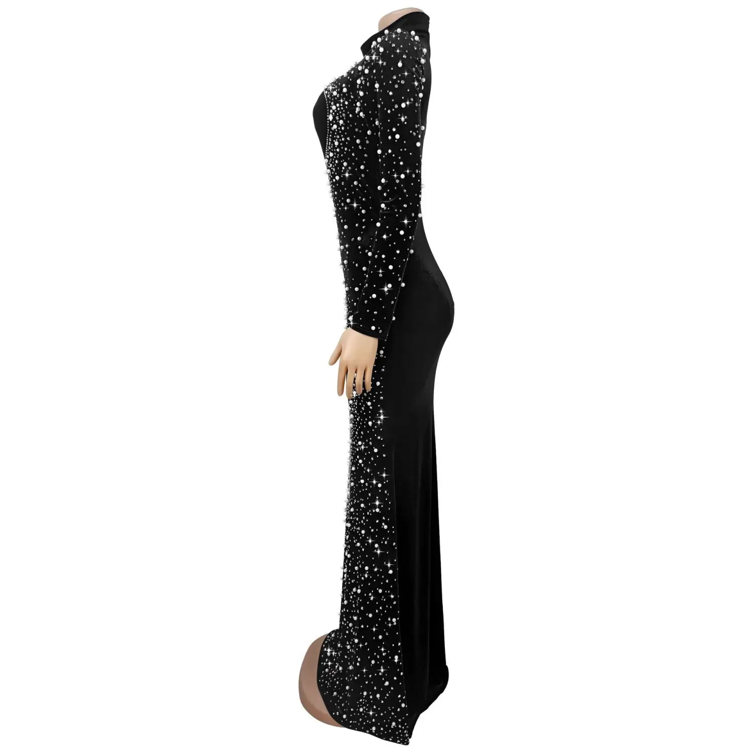 Elegant Velvet Embellished Dress for Women Fashionable  Chic Cocktail Dress