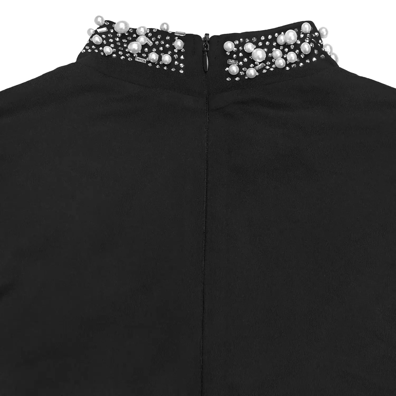 Elegant high neck rhinestone beaded bodycon dress for women fashion