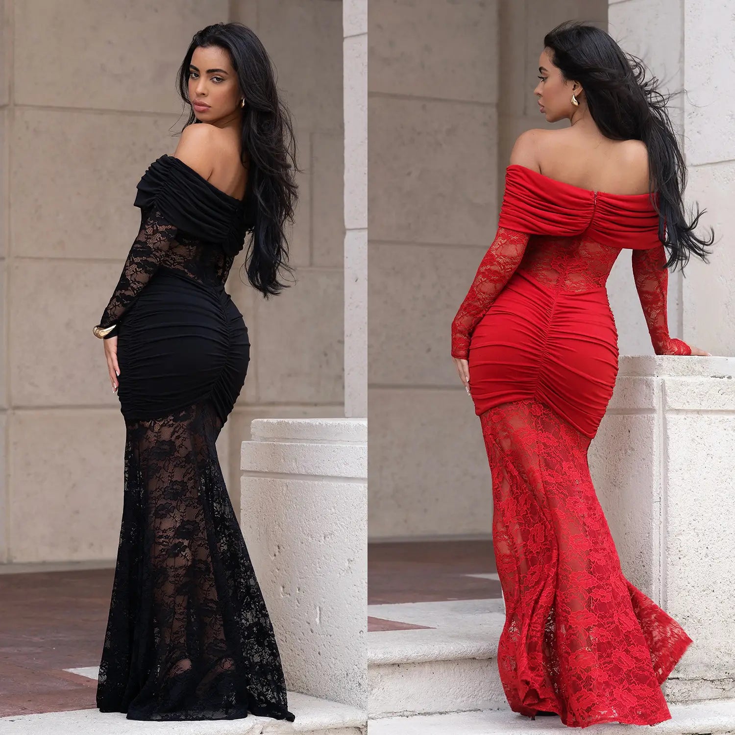 Fashion Women's Sexy One-Shoulder Lace Bodycon Dress