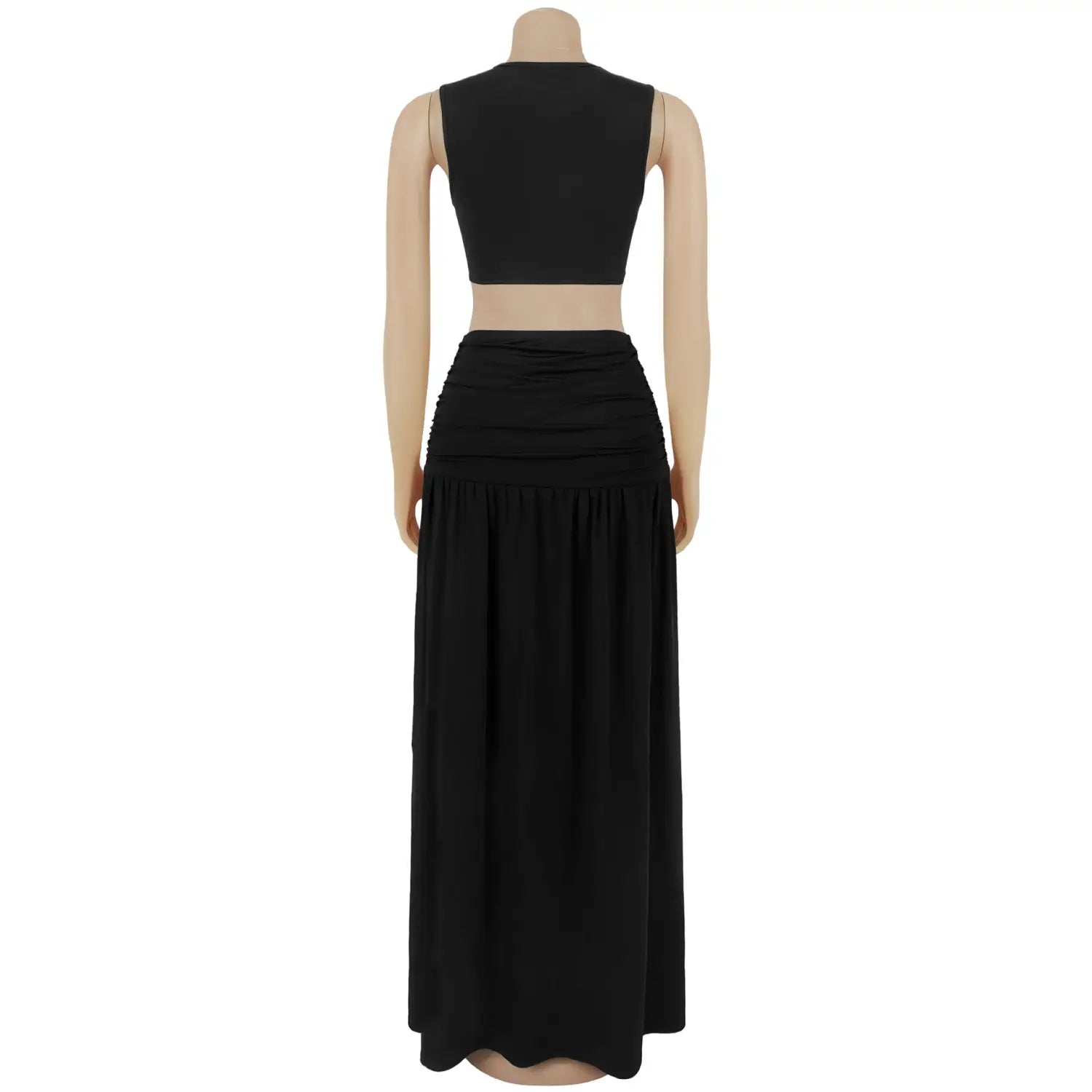 Fashion women’s sexy solid color sleeveless crop open fork dress