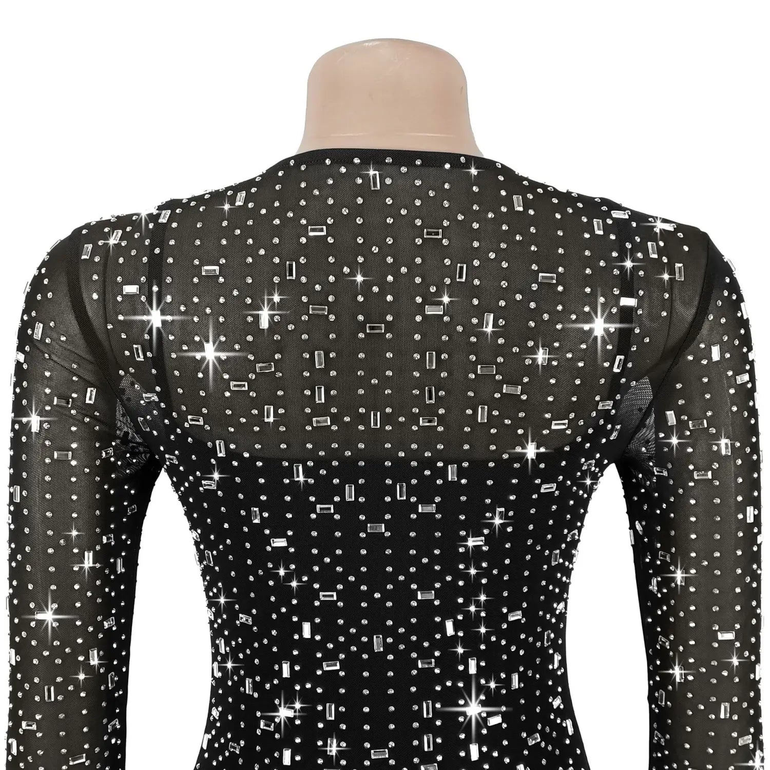 Women’s sexy mesh rhinestone bodycon mini dress