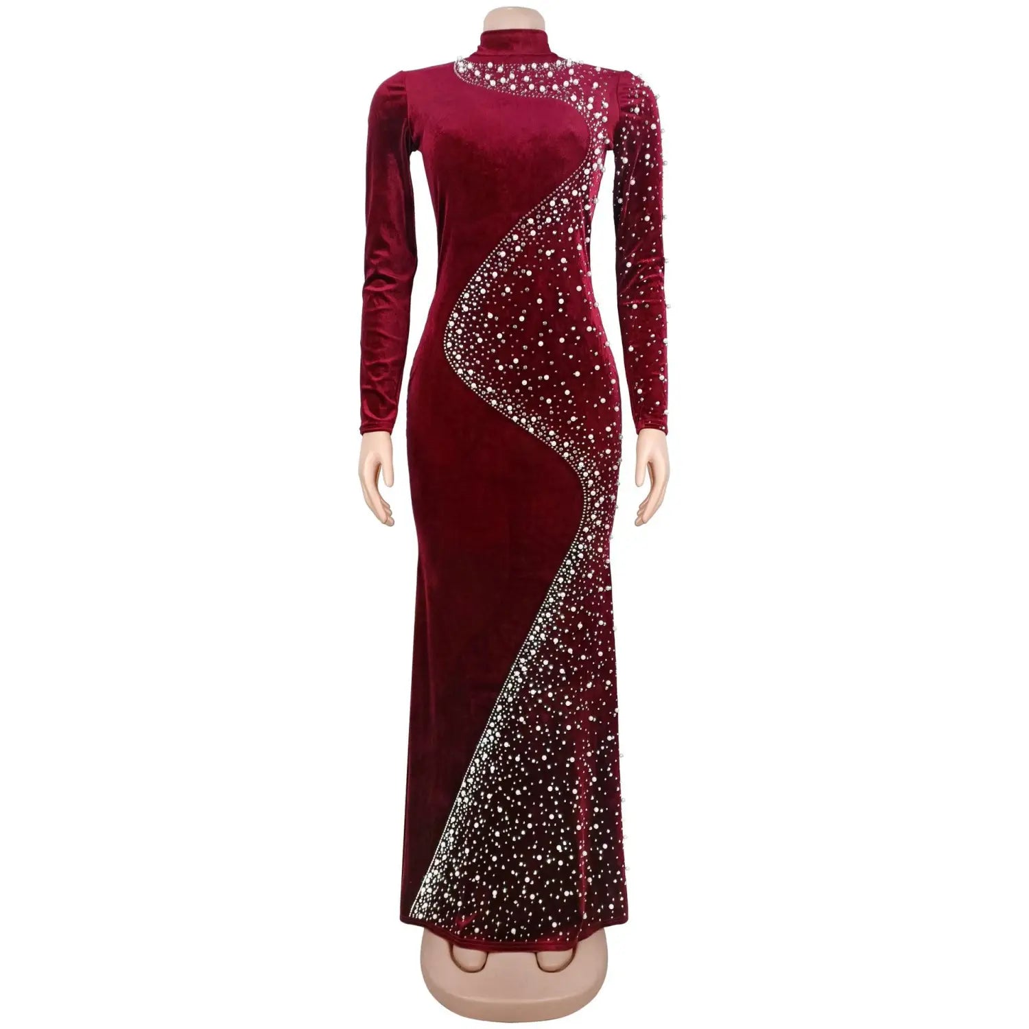 Elegant velvet embellished dress for women fashionable chic cocktail dress