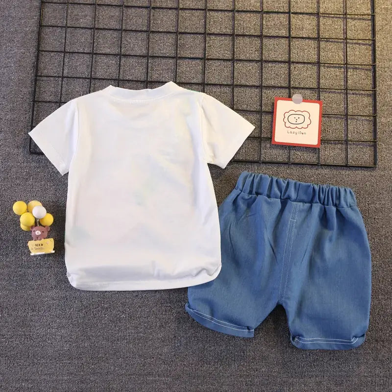 Children’s clothing children’s short sleeved shorts set stylish baby summer clothing children’s shoulder bag t-shirt