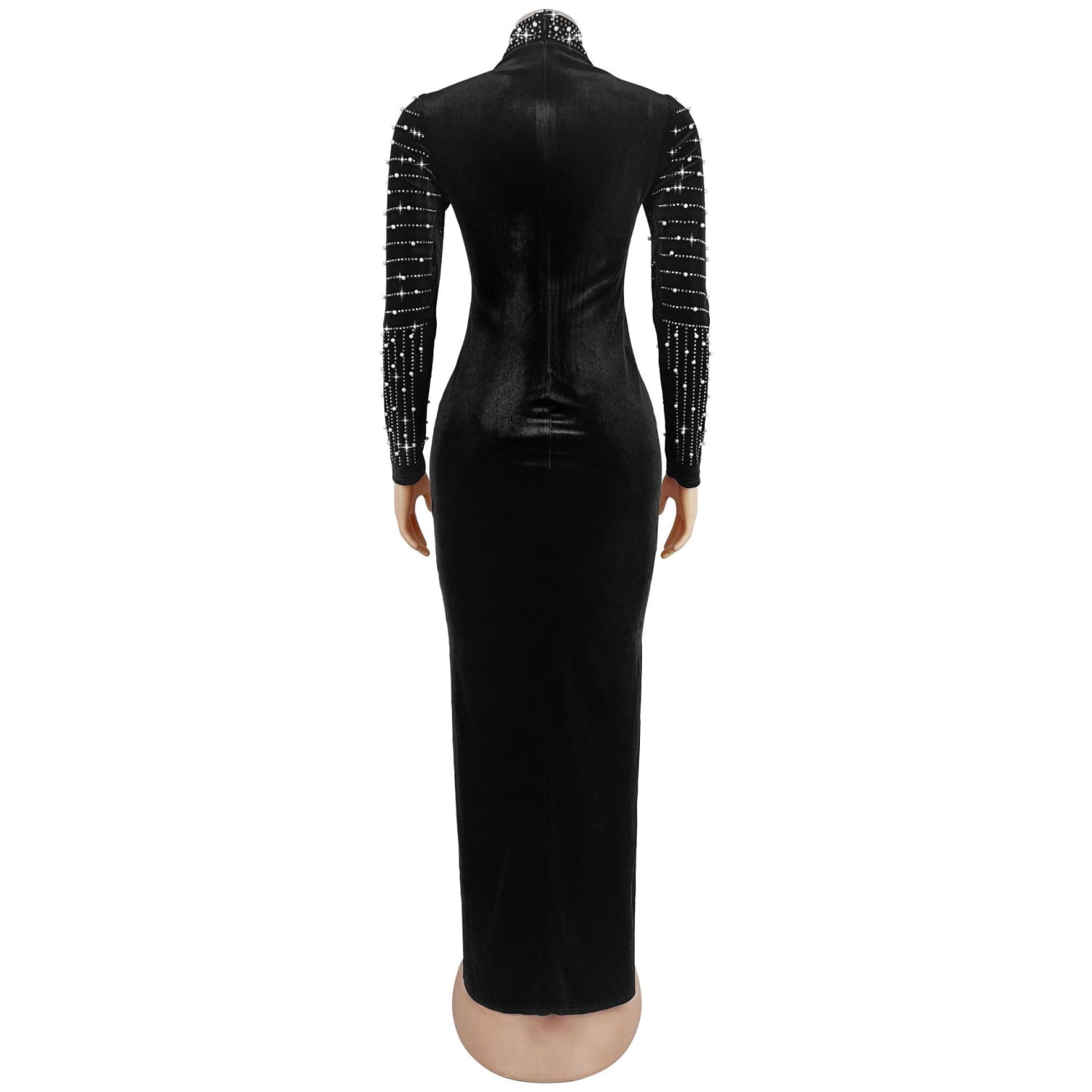 Elegant velvet embellished long sleeve dress for women fashion style casual occasion