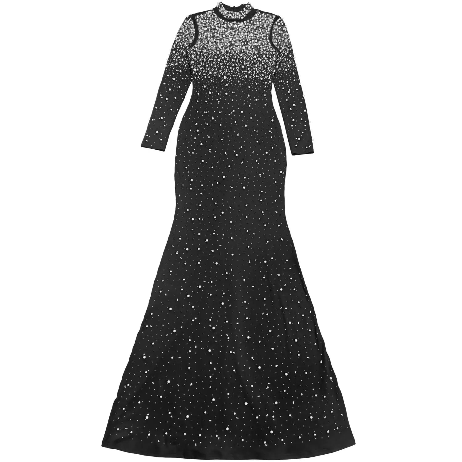 Elegant high neck rhinestone beaded bodycon dress for women fashion