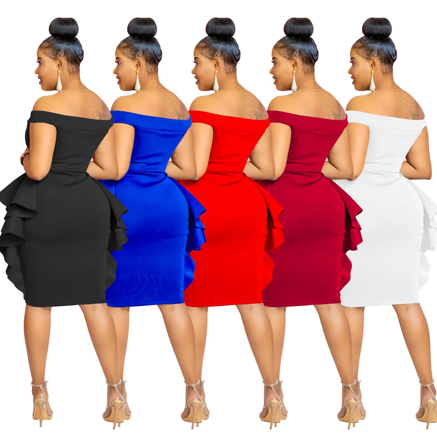 Fashion women’s solid color sleeveless ruffle hem mini dress