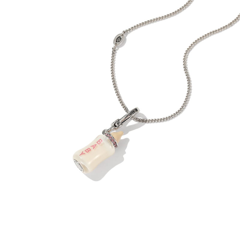 Collar con colgante de botella de poder con estampado de letras acrílicas, colgante de botella exquisito