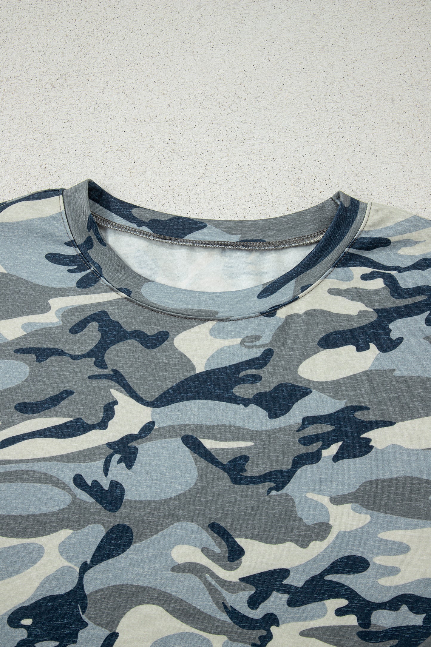 Green Camo Print Crew Neck Short Sleeve Tee