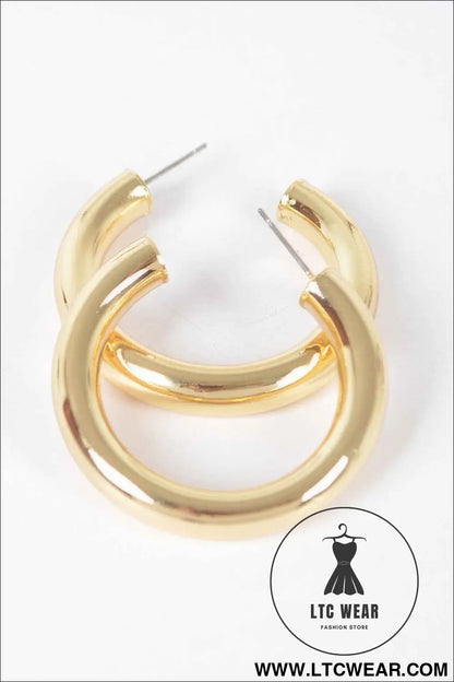 4cm Metal Pipe Hoop Earring