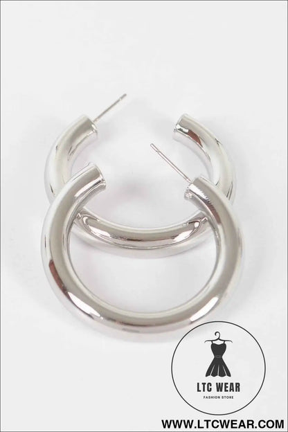 4cm Metal Pipe Hoop Earring