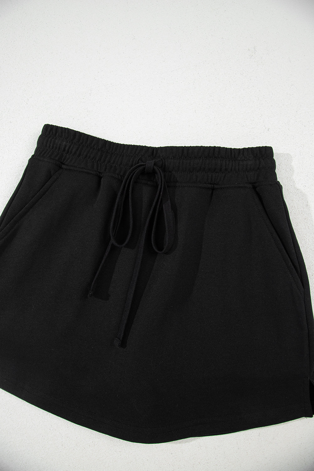 Light Grey French Terry Drawstring Mini Skort with Pockets