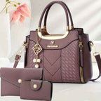 Chic Quilted Printed Tote  Crossbody Bag Set
