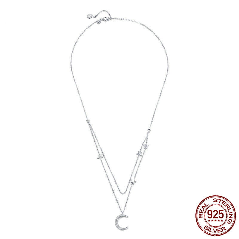 Starlight moon pure silver s925 plated necklace