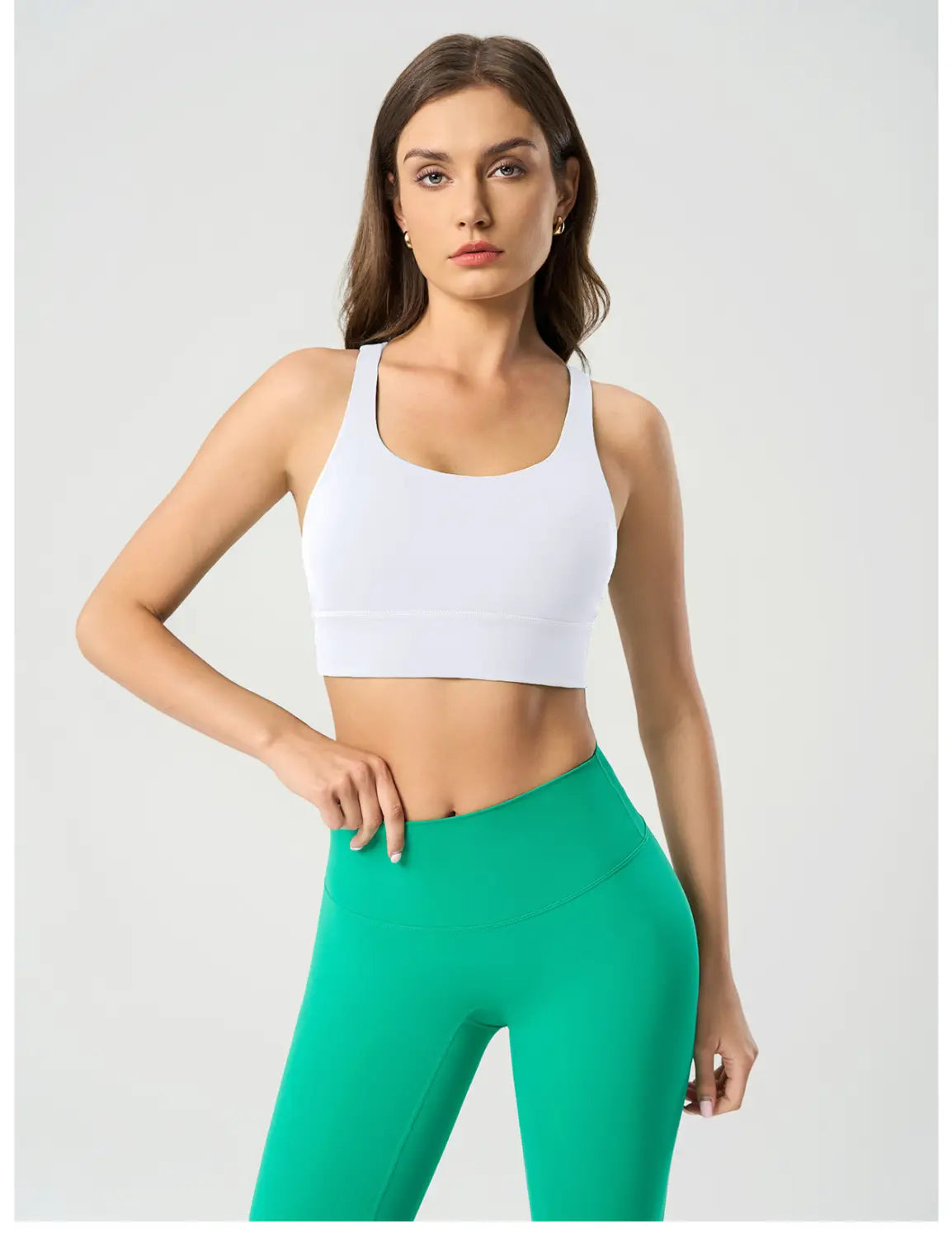 Cross back yoga bra brushed bare high-strength shock-absorbing gathering sports vest for women