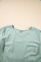 Grass Green Plain Ruffle Hem Plus Size Flared Mini Dress