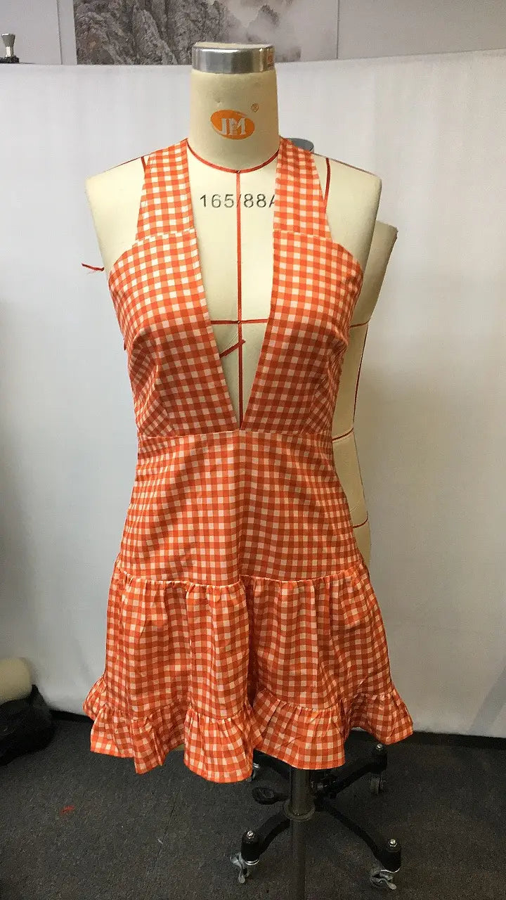 Western Charm: Retro Plaid Mini Dress for Everyday Style