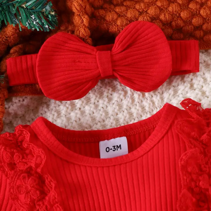 Baby girl christmas style pit stripe splicing lace plaid triangle bag fart jacket set
