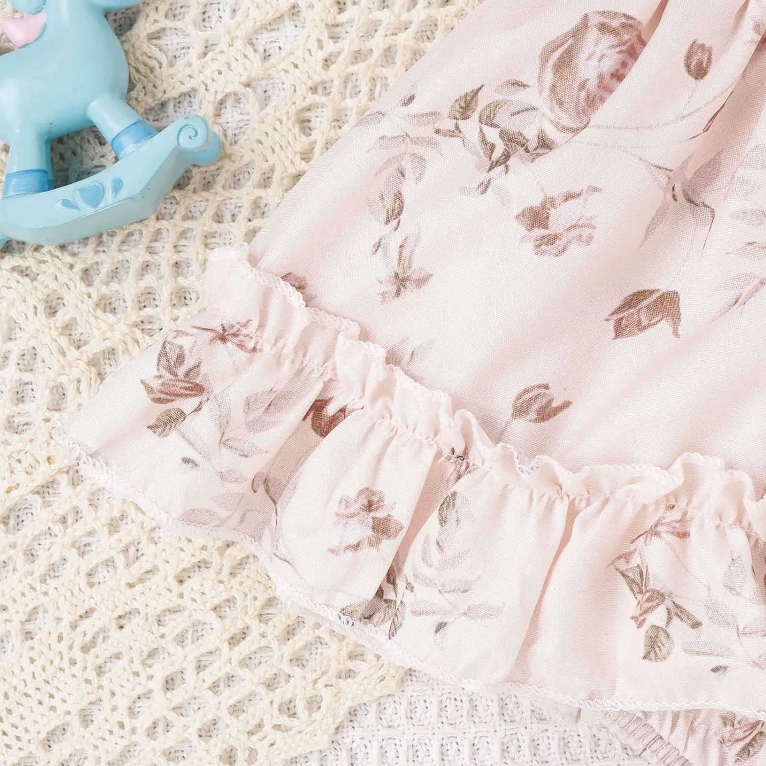 Baby and toddler two color floral skirt hem jumpsuit