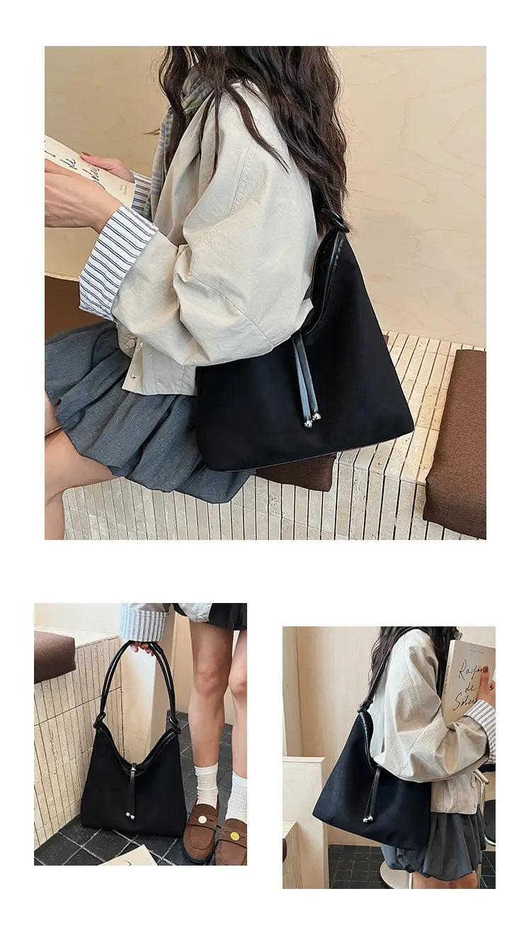 Matte retro women’s large capacity shoulder bag casual everyday tote with premium texture