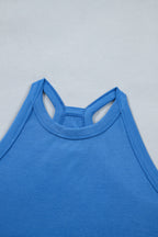 Green Slim Tank Top Elastic Waist Mini Skort 2pcs Outfit